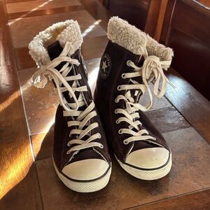 CONVERSE Chuck Taylor ALL STAR Brown Suede & Faux Fur Hightop Sneakers